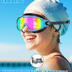 Aegend New Kids 2 Pack Wide View Swim Goggles, Anti-Fog/UV No Leak Goggles with Ear Plugs Kids 3-14