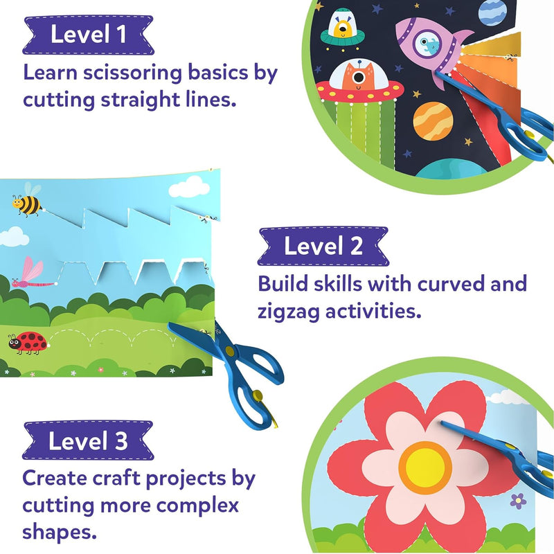 Skillmatics scissor skills activity book, 25 cutting activities for preschoolers, felt craft kit for kids aged 3-7