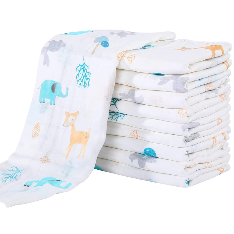 Yoofoss Muslin Burp Cloths for Baby 10 Pack 100% Organic Cotton Baby Washcloths for Boys Girls Large 20''X10'' Super Soft and Absorbent White