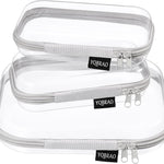 YQBRAO Clear Hard Shell Organizer Cases, 3-Pack, White | Rigid 1.2 mm clear PET organizers with multi-size design for travel, home storage, and everyday essentials.