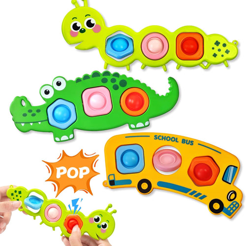 3pc Fidget Popper Sensory Toys For Toddlers, Airplane Travel Activities