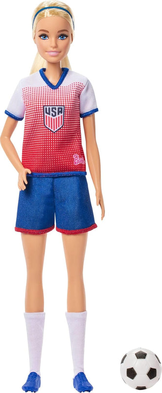 Barbie Careers USSF Soccer Fashion Ken Doll Dressed in Removable Sport-Themed Outfit & Shoes with Accessories