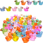 Cidinge 60 Pcs Mini Resin Ducks Luminous Tiny Ducks Miniature Duck Glow in The Dark for DIY Garden Dollhouse Duck Accessories Micro Landscape Aquarium Party Decor