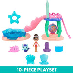 Gabby's Dollhouse, Purr-ific Pool Playset with Gabby and Mercat Figures, Color-Changing Mermaid Tails and Pool Accessories Kids Toys for Ages 3 and Up