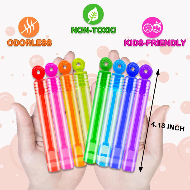 32-pack mini bubble wands for kids, 4.2 inches, 8 colors, non-toxic, toddler-friendly party favor supplies