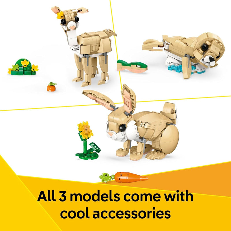 LEGO Creator 3 in 1 Cute Bunny Toy Building Set, 326-piece, 8+, 31162
