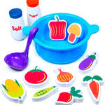 Tub Works® Tub Soup™ Scoop, Strain & Play Toddler Bath Toy | Floating Foam Veggies & Ladle