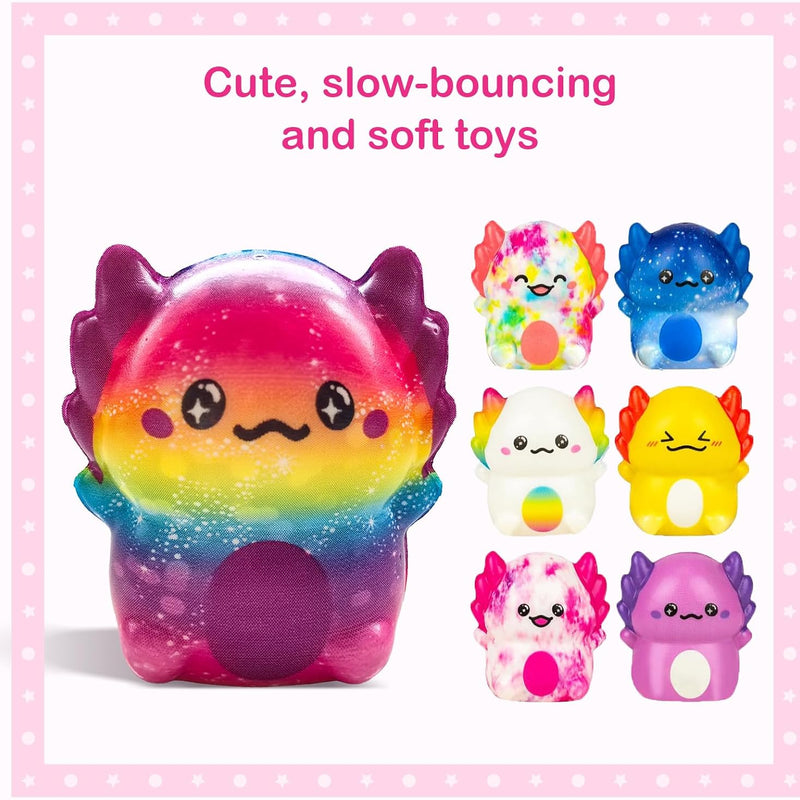 12PC Axolotl Squishy Toys – Soft Slow Rising Stress Relief Sensory Fidget Toys for Kids Girls – Classroom Rewards, Birthday Party Favors, Treasure Box Prizes