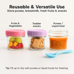 KeaBabies 12pk 4oz Glass Baby Food Containers with Lids, Leak-Proof (Nord) | Microwavable Small Glass Jars, Baby Purees, Toddler Snack Storage Containers, BPA-Free, Dishwasher-safe, Freezer Safe