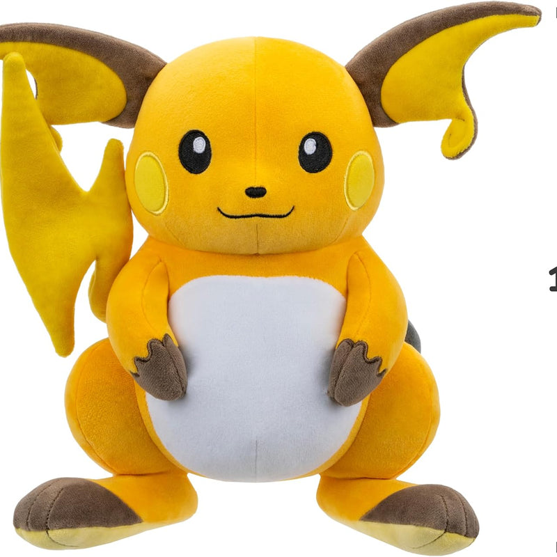 Pokemon 12" Large Raichu Plush - Officially Licensed - Pikachu Evolution Figure - Authentic Soft 12-Inch Stuffed Animal Toy - Gift for Kids, Boys, Girls - 2+