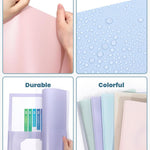SUNEE 3-Prong Plastic Folders with Pockets (6 Pack, Pastel Colors) 2 Pocket Folders with Fasteners, Tear-Resistant Plastic Pockets, and Fit Letter Size Paper, Use for School Office Home Business