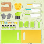 28PCS Toddler Knife Set - Kids Knifes for Real Cooking, Montessori Kids Kitchen Knife Set with Cutting Board Crinkle Cutters Kid Safe Knives, Toddlers Kitchen Tools for Age 2-10 Year Old Girl Boy