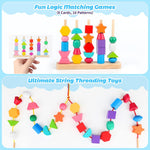 Montessori Wooden Beads Sequencing Toy Set for Preschool Learning and STEM Development