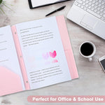 Two-Pocket-Folders with 3 Prongs, Letter Size Plastic Folders with Pockets and Prongs, Poly Plastic Folders for Office & School. 6 Pastel Colors (Pink - 6 Packs)