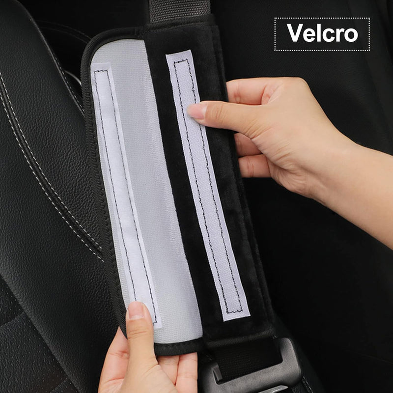 Medsuo 2 Pack Universal Soft and Comfortable Car Seat Belt Pads Harness Pads Pram Strap Covers Backpack Shoulder Pad Automotive Seat Belt Cushion Pad Cover for Kids and Adults - Black