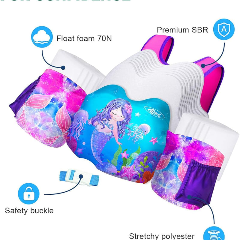AEOCOO Puddle Float Jumper for Swiming, Toddler Swim Vest for Water Play, Pool Floats with Swimming Arm Floaties Swim Jacket & Water Wings for Kids Swimmies, Boys, Girls, Niños