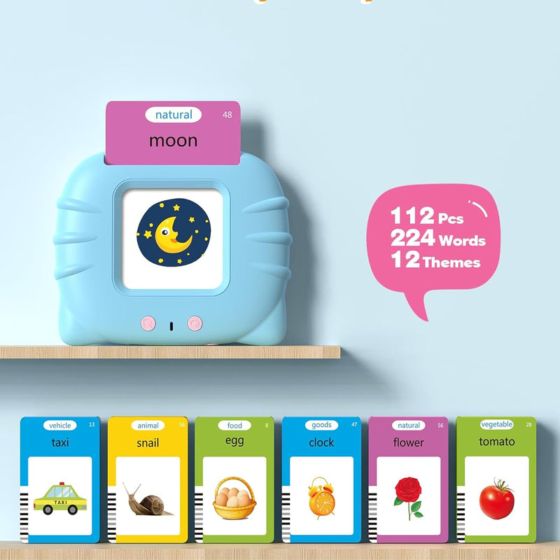 Airbition Montessori Talking Flash Cards for 1-5 Year Olds, 224 Words, Pocket Speech Therapy Tools