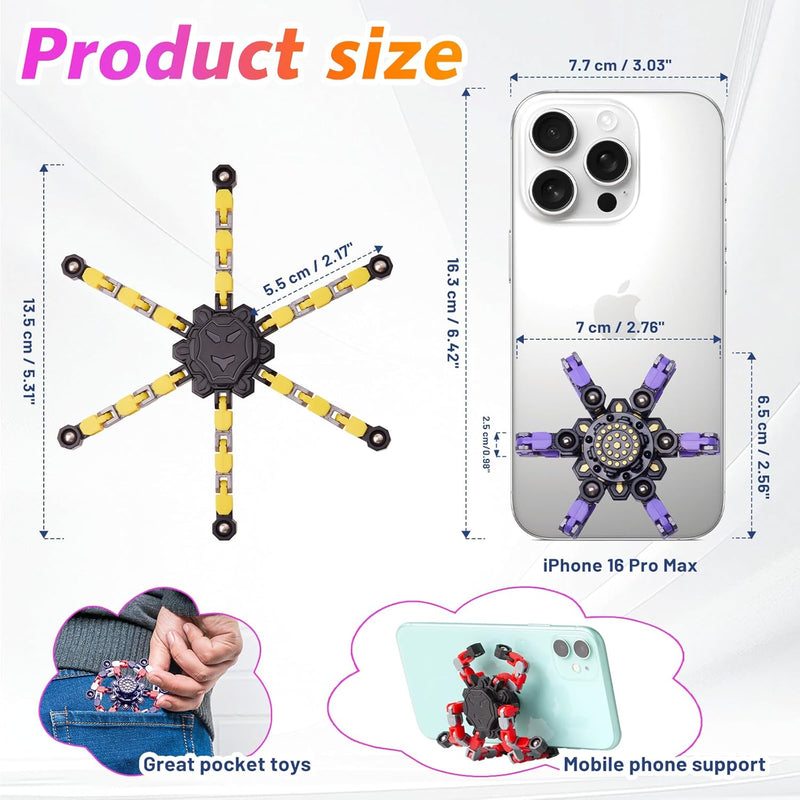 Gokeey Transformable Fidget Spinners - Eco-Friendly ABS Plastic, 4 Colors, Finger Gyros, Stress Relief Toys for Kids & Adults