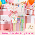 LEDUO 24-Piece Reusable Birthday Straws - Swirly, Glittery Cake Toppers for Kids' Parties