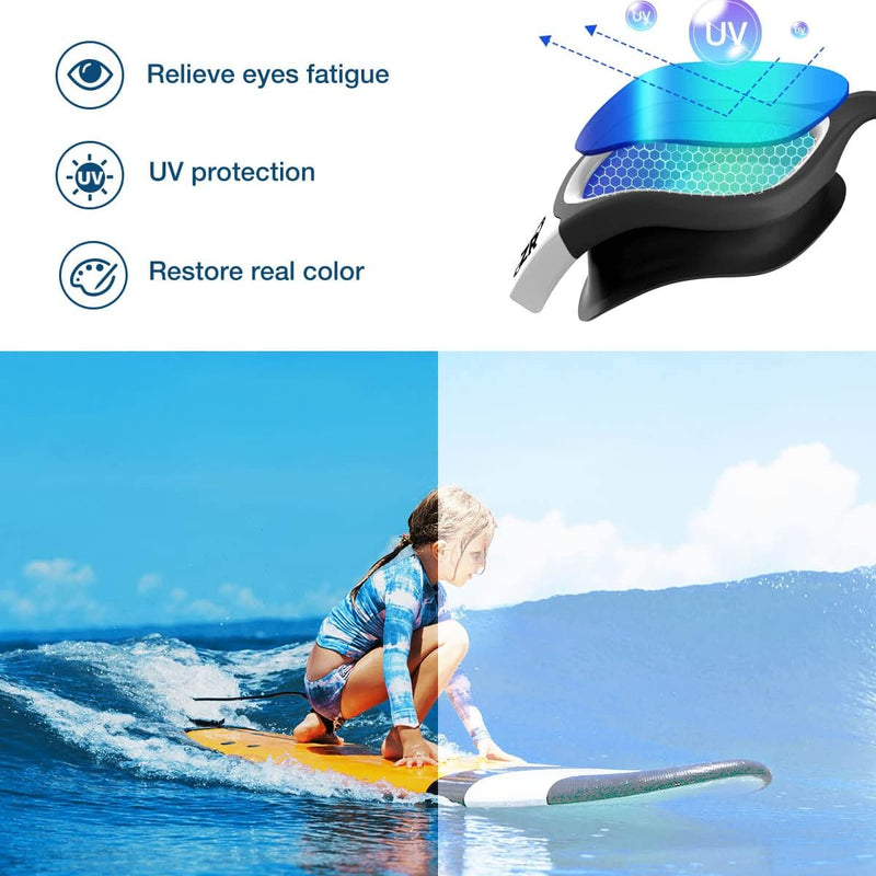 ZIONOR G1 MINI Polarized Kids Swim Goggles for Boys Girls Ages 6-14 | Glare-Reducing Polarized Lenses with Anti-Fog UV Protection, Leakproof Comfort Fit, Wide View and Easy-Adjust Strap