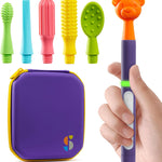 Special Supplies Buzz Buddy Oral Motor Stimulation Kit with 6 Soft Textured Interchangeable Heads, Calm Sensory Needs, Support Speech, and Stimulate Self Feeding, Gentle Vibrations (Purple)