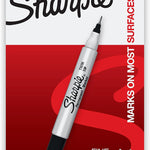 Sharpie Twin Tip Permanent Markers, Fine and Ultra Fine, Black, 12 Count