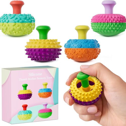 Silicone Thumb Rocker Fidget Toys for Kids Adults ,4PCS Stress Relief Sensory Toys for Autism ADHD Anxiety,Fun Textures Gadgets,Office Desk Toy,Stocking Stuffers for Women Men Teen Gifts