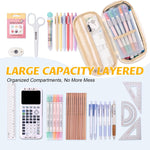 EASTHILL Big Capacity Pencil Pen Case Office College School Large Storage High Capacity Bag Pouch Holder Box Organizer Light Blue
