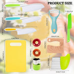 RISICULIS Kids Kitchen Knife, Montessori Kitchen Knife Set for Toddlers | 11Pcs Kids Safe Knife Set for Real Cooking with Wood Plastic Knives Kids Cutting Board, Montessori Gifts for Boys Girls