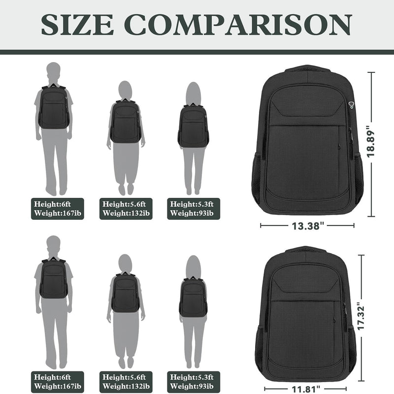 Travel Laptop Backpack 17 Inch, Sturdy Professional Travel Backpack for Men Women with LifetimeWarranty, Airline Approved Big Large Business Work College Computer Backpack, Black