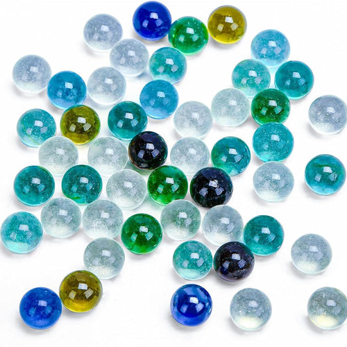 POPLAY 50 PCS Beautiful Player Marbles for Marble Games and STEM Learning - Premium Glass Marbles with Whistle