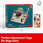 TOP BRIGHT Montessori Busy Board with LED Light, Sensory Toys for 3-5 Year Old Boys