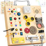 25-in-1 Montessori Busy Board with LED Lights, Sensory Activities for Toddlers 1-3 Years