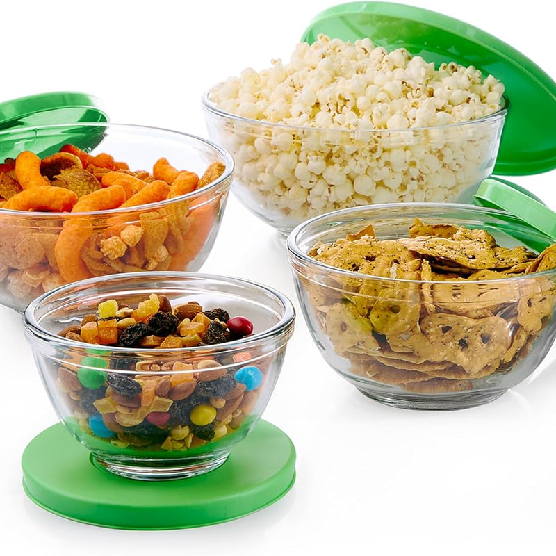 Libbey Small Glass Bowls with Lids Set of 8, Food Storage Prep Containers | Set of 8 Glass Bowls with Secure Lids Store Leftovers, Snacks, Sauces & Meal Prep Ingredients; Dishwasher Safe for Daily Use