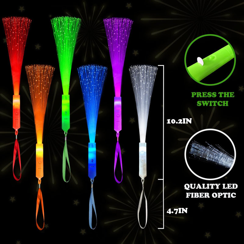 Glow in Dark Fiber Optic Lights for Kids Bulk-24 Pack, Light Up Toys Gifts Goodie Bag Basket Stuffers Fillers for Toddlers, Ultra Bright Sparklers Item for Halloween, Party, Camping, Wedding, Birthday