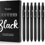 thinkor Gel Pens Black Ink, 7 Pcs 0.5mm Quick Dry Fine Point Smooth Writing Pens, Cute Office School Supplies Gifts for Women Student (7 Pcs Pink - Black Ink)