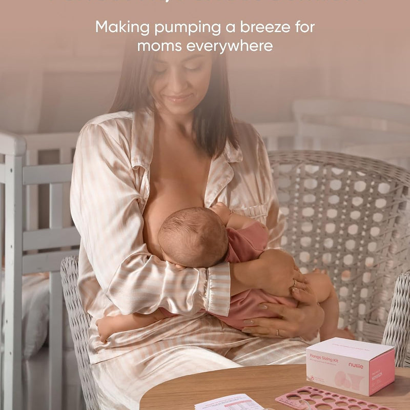 Nuliie Silicone Flange Inserts 13/15/17/19/21mm 10PCS for 24mm Breast Pump | Compatible with Spectra, Includes Nipple Sizer for Flanges for Accurate Sizing, Boosts Pumping Efficiency & Comfort, BPA-free