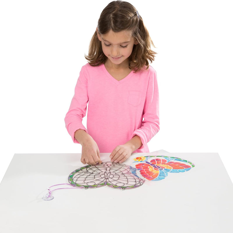 Melissa & Doug Stained Glass Made Easy Activity Kit: Butterfly - 140+ Stickers Kids Sticker Stained Glass Craft Kit; Sun Catchers for Kids Ages 5+