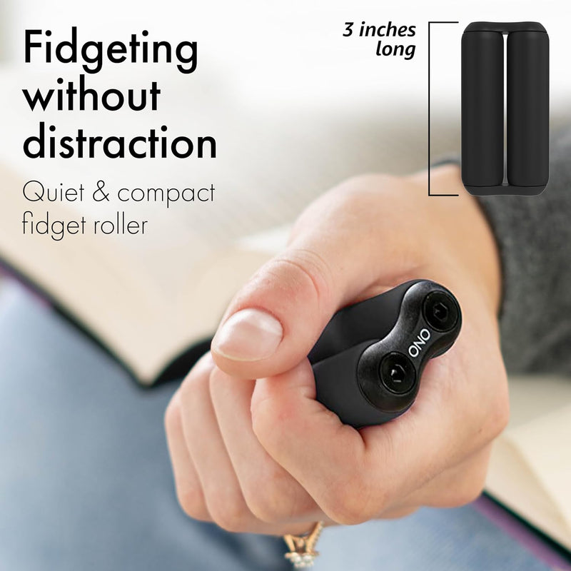 ONO Roller - Handheld Fidget Toy for Adults | Help Relieve Stress, Anxiety, Tension | Promotes Focus, Clarity | Compact, Portable Design (Black, Junior Size - ABS Plastic)