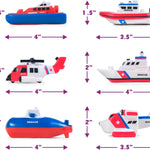 Tub Works® Ocean Rescue™ Vehicles Light Up Bath Toys, 6 Pack | Water-Activated Light Up Toys Flash & Change Color | Easy-Grip Baby & Toddler Bath Toys | Sensory Toys with Bath Lights for Kids Bath
