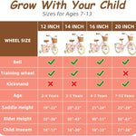 12-20 inch girls' bike with training wheels, pink, adjustable seat & handlebars, sturdy brakes & durable tires