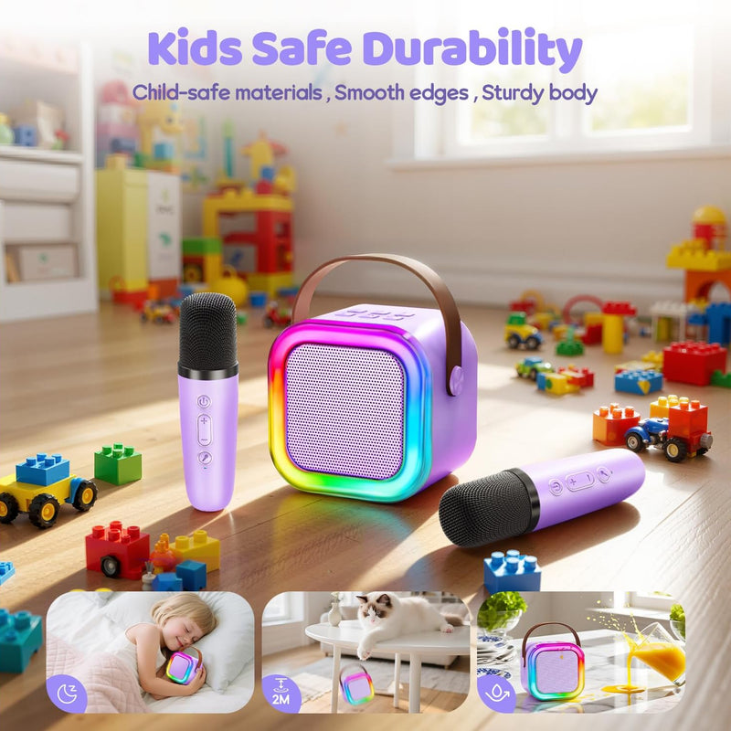 IROO Mini Karaoke Machine for Kids with Wireless Mics and Colorful Lights, Bluetooth 5.3, Ages 4+ Years Old