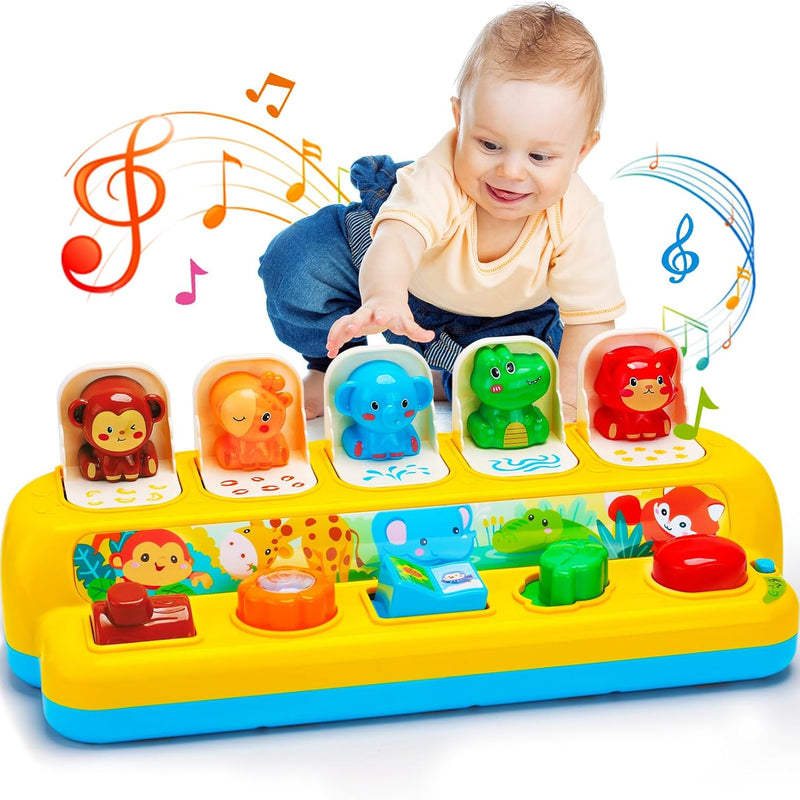montessori pop up animal toys with music & light ages 1-2 years