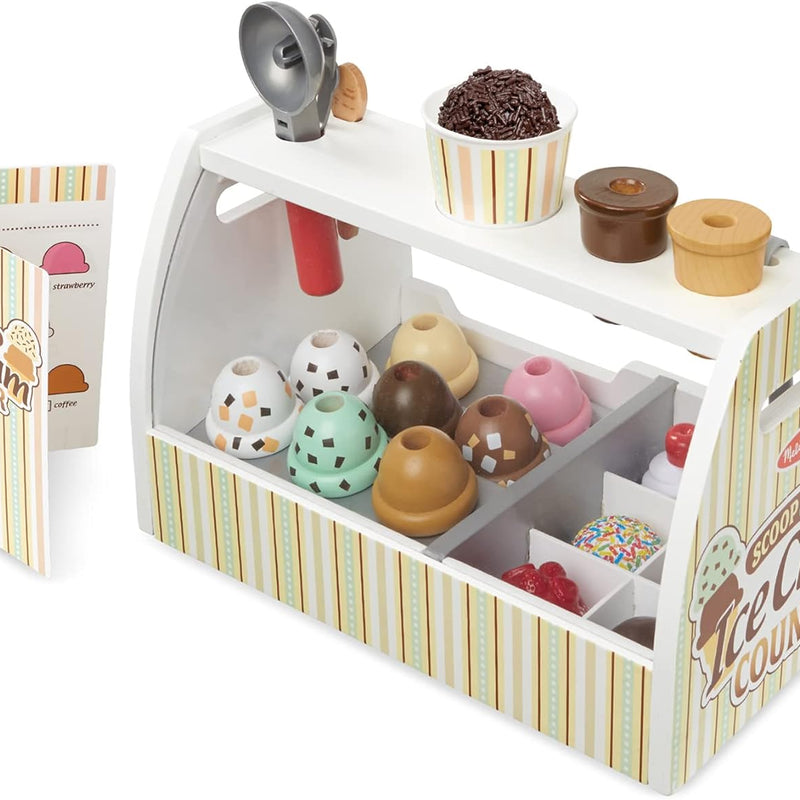 melissa & doug wooden scoop & serve ice cream counter pretend play store