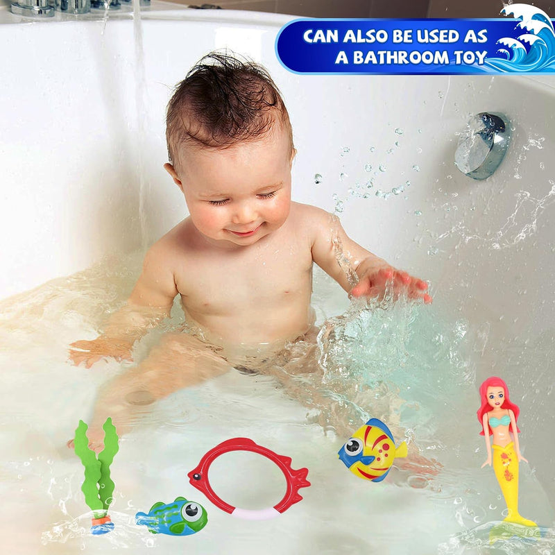 18 Pcs Diving Pool Toys for Kids Ages 3-12 Set with Storage Bag | Mermaid Sinking Dive Toy Set for Boys and Girls, Summer Underwater Swimming Training Gift for Pool Games