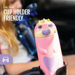 Ello Ellies 12oz Stainless Steel Leakproof Kids Water Bottle, Cat | Insulated kids water bottle with straw, leakproof locking lid, carry handle, and stainless steel fun animal design for school