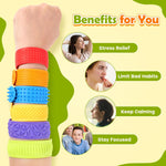 Sensory Fidget Toys for Kids: Textured Silicone Slap Bracelets 6 Pack, Stress Relief Fidgets for Autism ADHD, Wearable Sensory Toys for Adults Office Desk, Calm Down Travel Airplane Toys