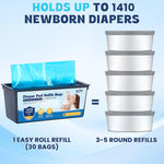 FURWEY Diaper Pail Refill Bags, 2-Pack (60 Bags), 30 Bags Per Refill | Compatible with Genie Easy Roll Signature Diaper Pails, Holds Up to 4230 Newborn Diapers, 7 Layer Odor Barrier, Scented