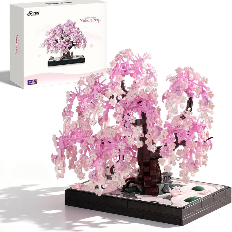 Wise Block Cherry Blossom Bonsai Building Set for Adults, Ages 18+, Pink Sakura Tree Artificial Plant for Home, Office or Bedroom Decor, Botanical Collection Gift for Birthdays & Holidays - 900PCS