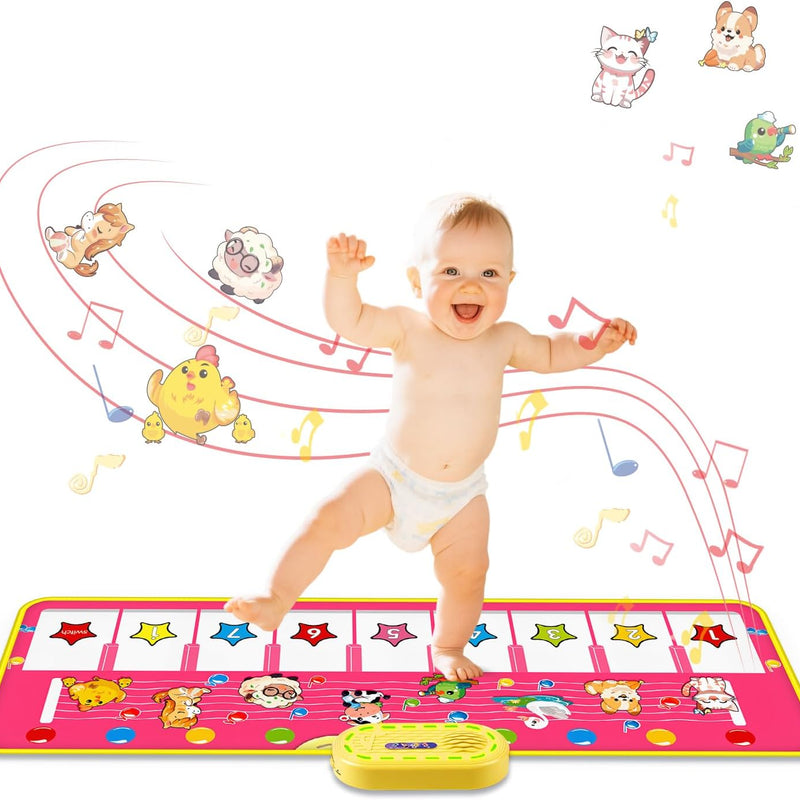 M SANMERSEN Floor Piano Mat, Toddler Toys Musical Mat, Keyboard Floor Play mat 39.5" Electronic Music Animal Touch Play Blanket Funny Xmas Gift Toy for 1 2 3 Year Old